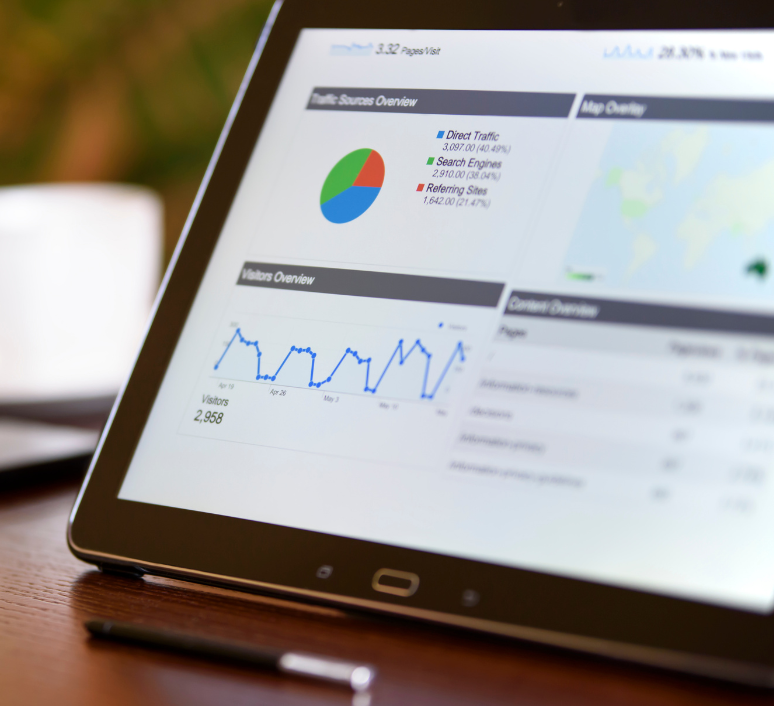 Ecommerce analytics dashboard displaying revenue performance and growth projections.